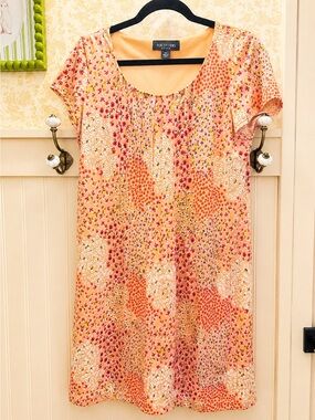 Perceptions Peach-Orange Floral Scoop-Neck Mini Dress